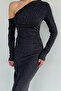 Special Occasion Shoulder Detailed Stoned Dress - 3