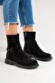 Zarko Women's Genuine Leather Boots with Accessory Details in Black Suede - 6