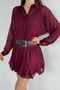 Women's Belted Blouse Combination Dress - 2