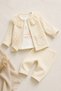Baby Girl Set - 3-Piece Set - Lace Collared Jacket with Swan Print Bottom and Top Set 3 6 9 12 18 Months - 6