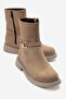 Zarko Women's Genuine Leather Boots with Accessory Details in Mink Suede
