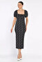 Slit Balloon Sleeve Women's Patterned Dress - 2