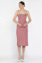 Women's Adjustable Strap Striped Patterned Dress with Slit Detail - 2