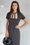 Collar Lace-Up Polka Dot Dress - 2