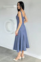 Women's Thick Strap Striped Patterned Dress - 4