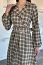 Women's Double Breasted Collared Pleated Belted Dress - 2