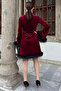 Women's Feather Detailed Flared Mini Dress - 4