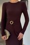 Women's Waist Buckle Dress - 3