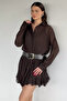 Women's Belted Blouse Combination Dress - 2