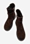 Zarponi Women's Genuine Leather Boots with Accessory Details in Brown Suede - 4