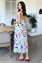 Women's Adjustable Strap Back Elastic Patterned Dress - 3