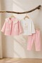 Baby Girl Set - 3-Piece Set - Lace Collared Jacket with Swan Print Bottom and Top Set 3 6 9 12 18 Months - 3