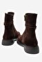 Zarponi Women's Genuine Leather Boots with Accessory Details in Brown Suede - 3