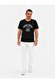 Men's Text Printed Short Sleeve Black T-Shirt - 3