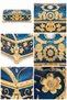 Vintage Blue Enamel Patterned Footed Jewelry Box Large Size - 5