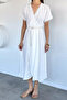 Women's Double Breasted Collared Lace Dress - 3