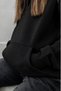 Women's Black Hooded Oversize Sweatshirt with Kangaroo Pocket, Baby Collar, Comfortable Fit (80% Cotton) - 3