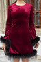 Women's Feather Detailed Flared Mini Dress - 3