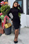 Women's Stand Collar Inner Lined Gathered Sparkling Dress