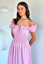 Women's Shoulder Ruffle Elastic Waist Dress - 5