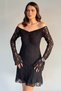 Women's V-Neck Ruched Inner Lined Spanish Sleeve Mini Dress