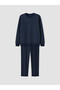 Navy Blue Regular Fit Men's Pajama Set - 5
