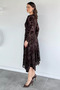 Women's Wearable Lined Flocked Printed Dress - 5