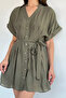 Women's Buttoned Belt Detailed Double Sleeve Dress - 3