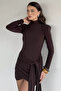 Shoulder Padded Mini Dress with Tail - 3