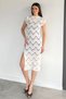 Women's High Collar Unlined Lycra Transparent Dress with Slit Detail