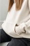 Women's White Hooded Oversize Sweatshirt with Kangaroo Pocket, Baby Collar, Comfortable Fit (80% Cotton) - 4