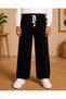 7-15 Years Old Girls' Corduroy Elastic Waist Lace-Up Wide-Leg Pants - 2