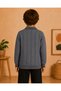 7-15 Years Old Boys' Polo Collar Half Zipper Self-Patterned Long Sleeve Knitwear Sweater - 4