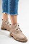 Partilla Women's Genuine Leather Lace-Up Boots Mink Suede - 7