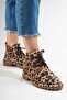 Partilla Women's Genuine Leather Lace-Up Boots Leopard - 7