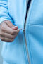 Women's Blue Hooded Zippered Oversize Sweatshirt 80% Cotton Basic Hoodie with Pockets - 5