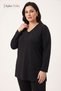 Women's Plus Size V-Neck 3 Button Classic Mom Combed Cotton Blouse - 2