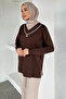 V-Neck Stoned Hijab Mother's Combed Cotton Blouse - 2