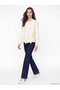 Lcw Modest Ecru Tie-Neck Ruffle Blouse - 2