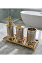 Engraved Detail Bathroom Accessory Set Gold