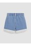 Indigo Girls' Jean Shorts with Elastic Waist and Lace Detail - 4