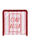 Retro Ciao Bella Written Pink Striped Decorative Fringed Throw Pillow Cover - 4