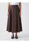 Brown A-Line Flared Skirt with Belt at the Waist - 2