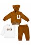 Baby Boy 3-12 Months Tiger Patterned Hooded Cardigan, Sweatshirt and Pants 3-Piece Set - 2