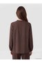 Özmarka New Season Brown Ruffled Collar Striped Blouse - 4