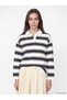 Lcw Modest Polo Collar Striped Oversize Women's Sweatshirt Tunic