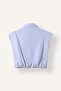 100% Cotton Overshirt Fit Classic Collar Striped Pocketed Poplin Hem Elasticated Sleeveless Crop Shirt I7332 - 2