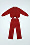 Women's 3-Thread Fleece Comfortable Cut Bomber Jacket and High-Waisted Sweatpants Set - 4
