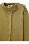 Raised Collar Jacket with Raised Buttons and Long Sleeves - 3