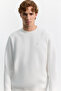 Men's White Crew Neck Injection Printed 3 Thread Raised Sweatshirt A62Y1291 - 2